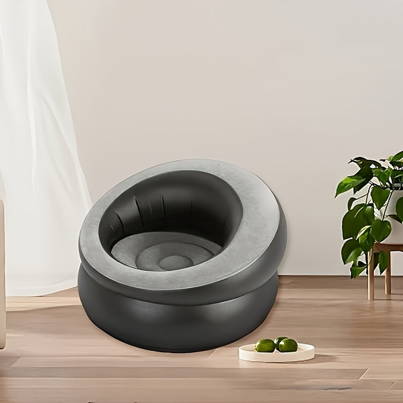 Inflatable Flocking Sofa - 2023 Edition: Portable, Easy-to-Store Lounge Chair for Outdoor Relaxation and Entertainment, Perfect for Lazy Days and Stool included.