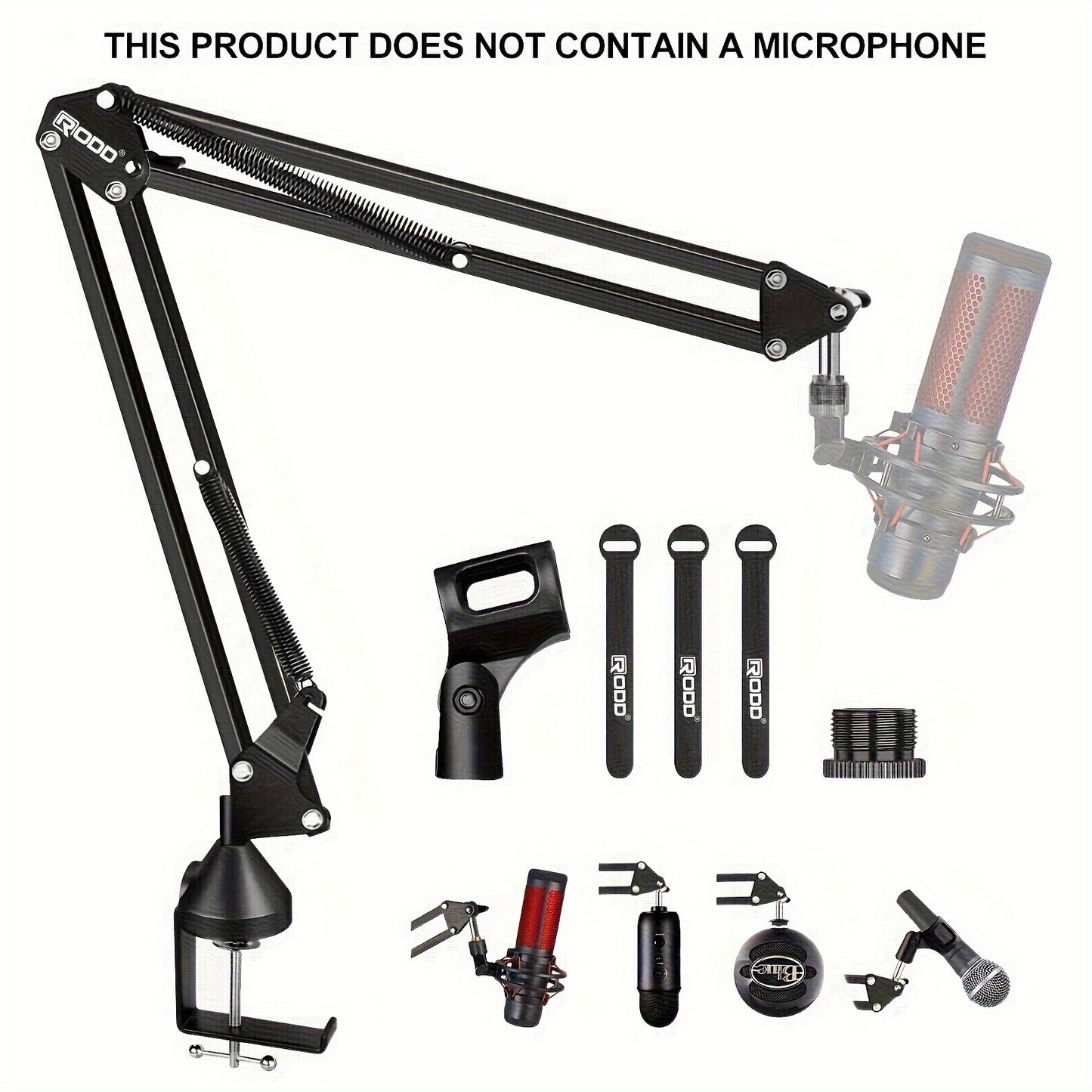 RODD AK-35 Premium Alloy Microphone Boom Arm - Desk Stand with XLR Connector for Blue Yeti, Snowball iCE, QuadCast & Elgato.