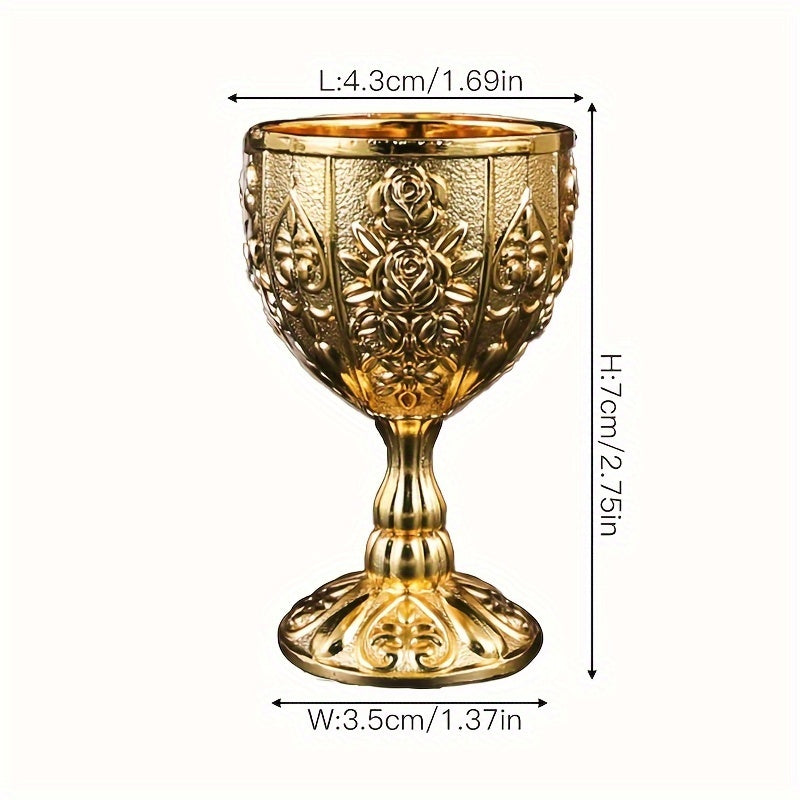 Small golden wine glass, high-footed wine glass, golden cup, banquet wine glass, tea water cup, holy water cup, wine accessories, decorative ornaments.