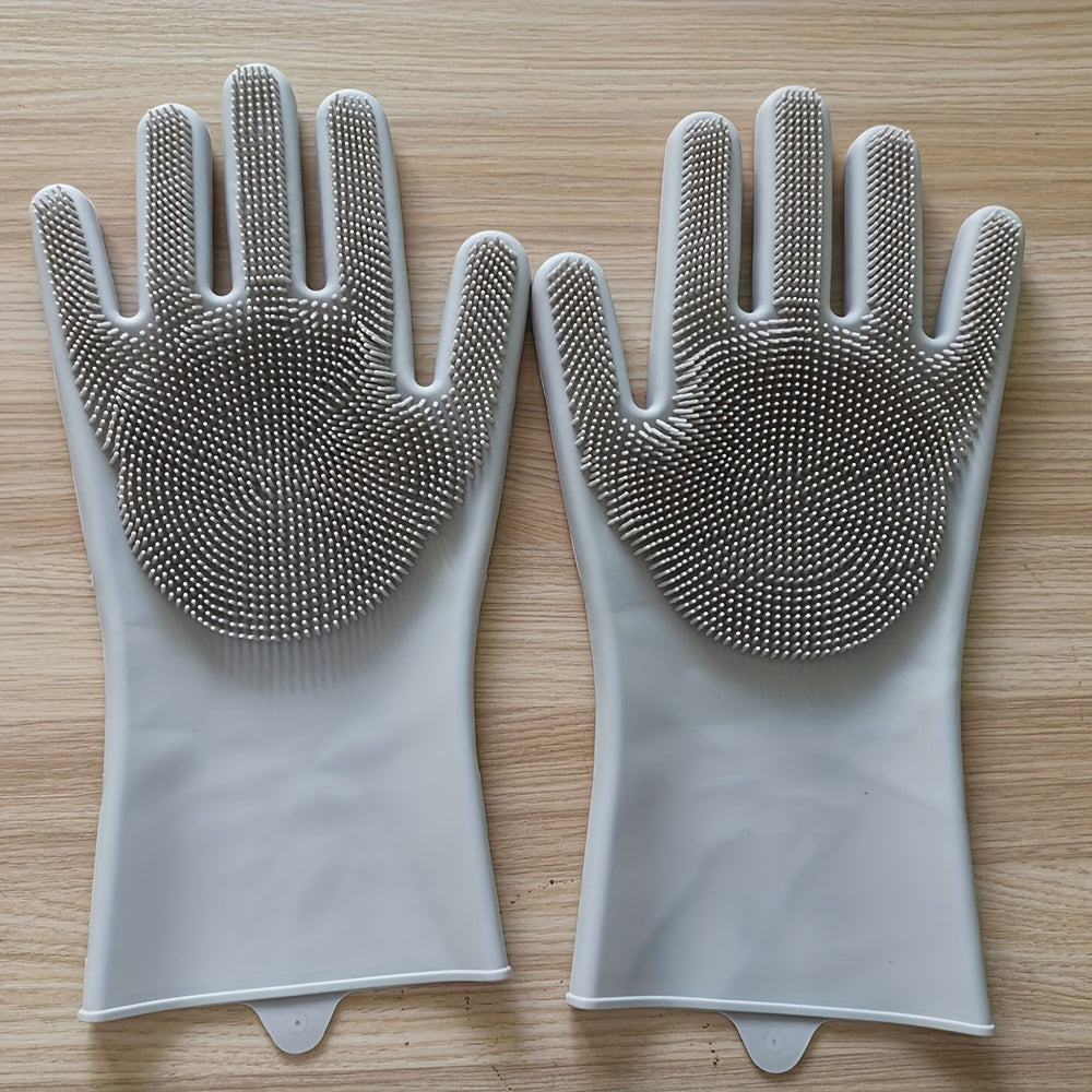 Waterproof, PVC-free Silicone Gloves for Kitchen Use - High Temperature Resistant, Perfect for Dishwashing, Washing Vegetables, and Bathing Pets