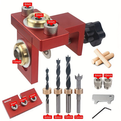 1pc Woodworking 3 in 1 Doweling Jig Kit for Furniture Connecting Hole Puncher Tools.