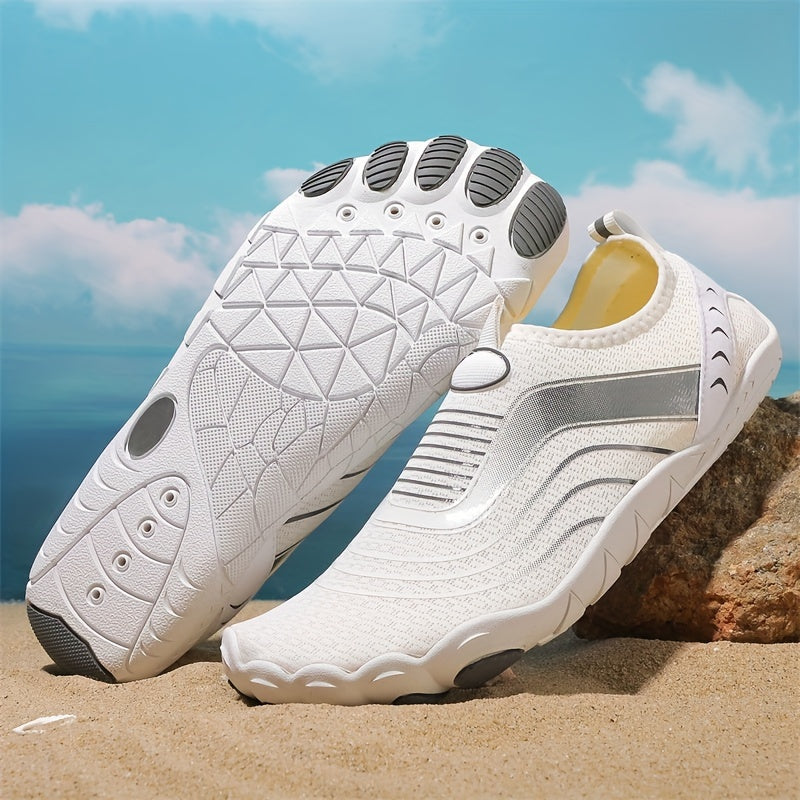 Fast-drying footwear ideal for fishing, surfing, hiking, and beach activities; features breathable comfort and non-slip sole for versatility.