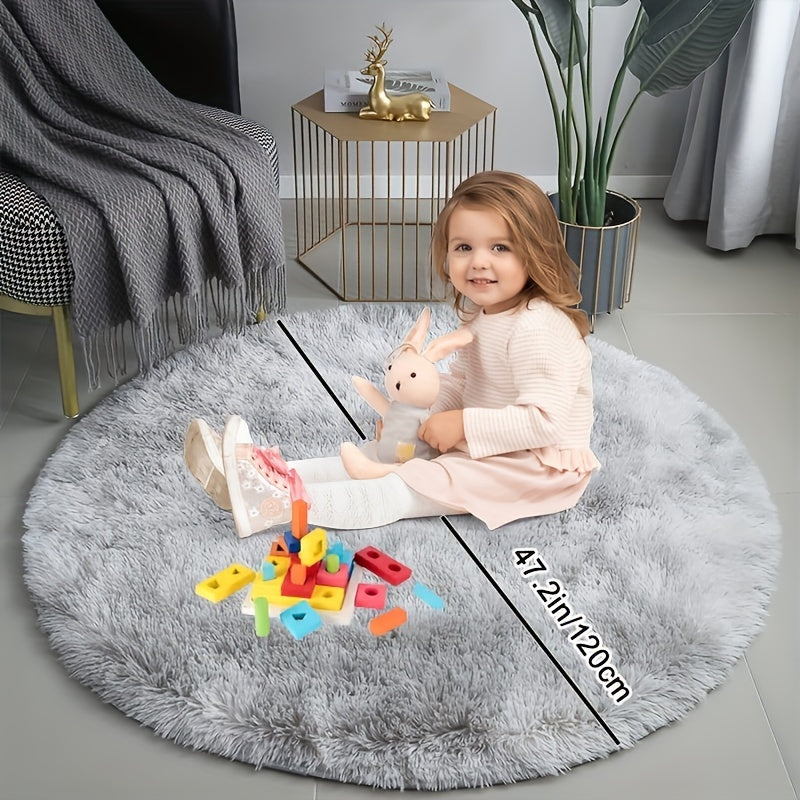 Round Large Ultra Soft Plush Rug - Non-slip and Waterproof Shaggy Throw Rug for Living Room, Bedroom, Nursery, Game Room, and Dormitory. Perfect Teenage Room Decoration - Room Decor (10.16cmX10.16cm)