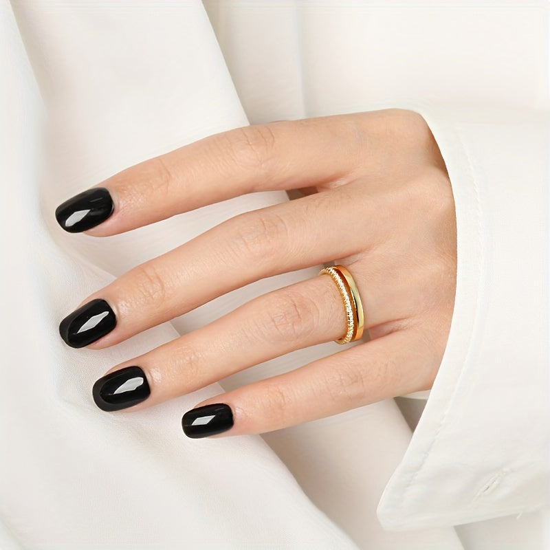 An exquisite and chic European and American style golden ring crafted from 2.2g of 925 silver with double-layered zirconia, perfect for everyday wear. This stunning piece makes a great Valentine's Day gift for women.