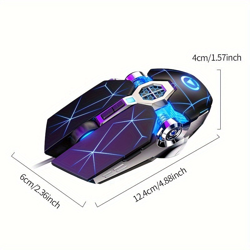 Quiet and sleek gaming mouse with programmable macros and LED breathing lights - ideal for PC and laptop gamers!