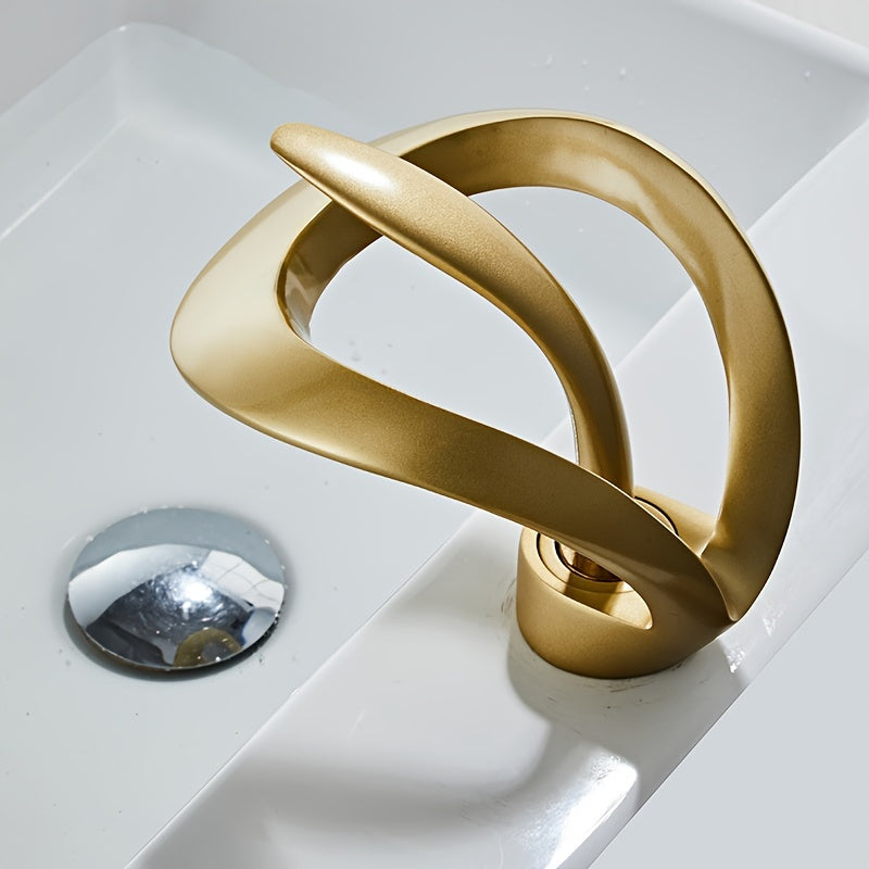 Luxury hot and cold basin faucet with hollow design, ceramic valve core and single handle. Ramadan home essential bathroom accessory.