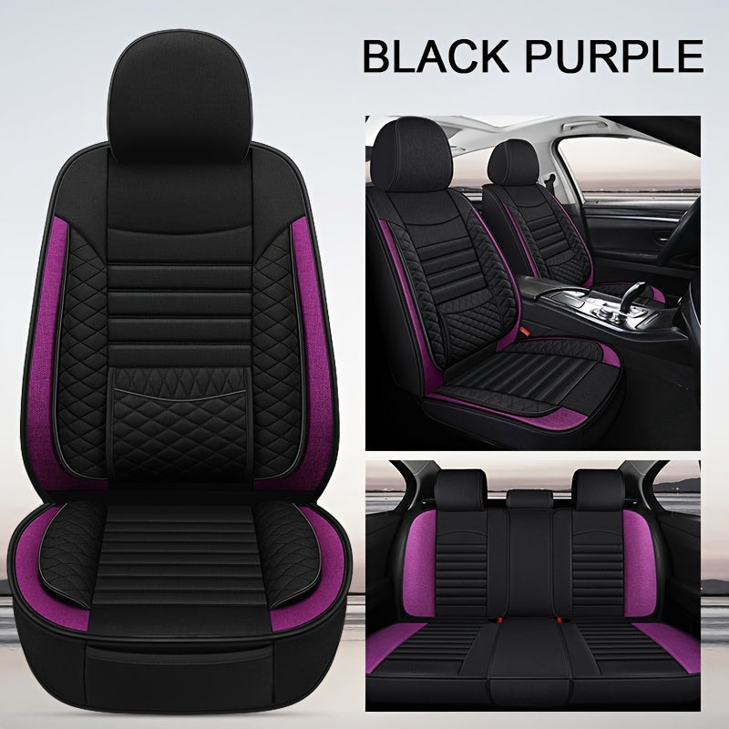 M06 Fiber Hemp Car Seat Cushions - Universal Fit, Breathable Covers for 5-Seats Vehicle, Four Seasons Material