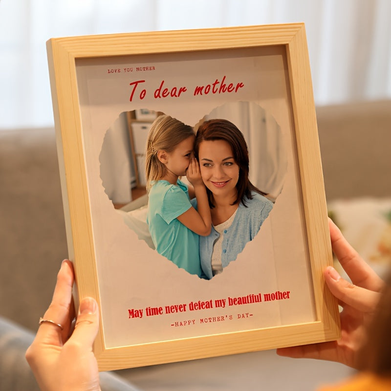 Customize your Mother's Day memories with a personalized photo frame - A unique gift and wooden desktop decoration.