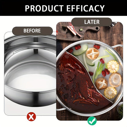 Tabletop Cooking Made Easy with Induction-Compatible 28cm Divider Cookware, Stainless Steel Dual Flavor Shabu Shabu Pot for Energy-Efficient Meals