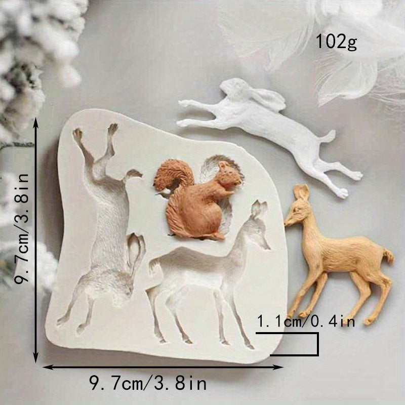 Forest Chocolate Mold featuring one piece design. Squirrel, mushroom, and pine cone shapes made of high-quality silicone material. Perfect for creating cute kawaii animal candies, fondants, and biscuits. Ideal for DIY cake decorating, this versatile mold