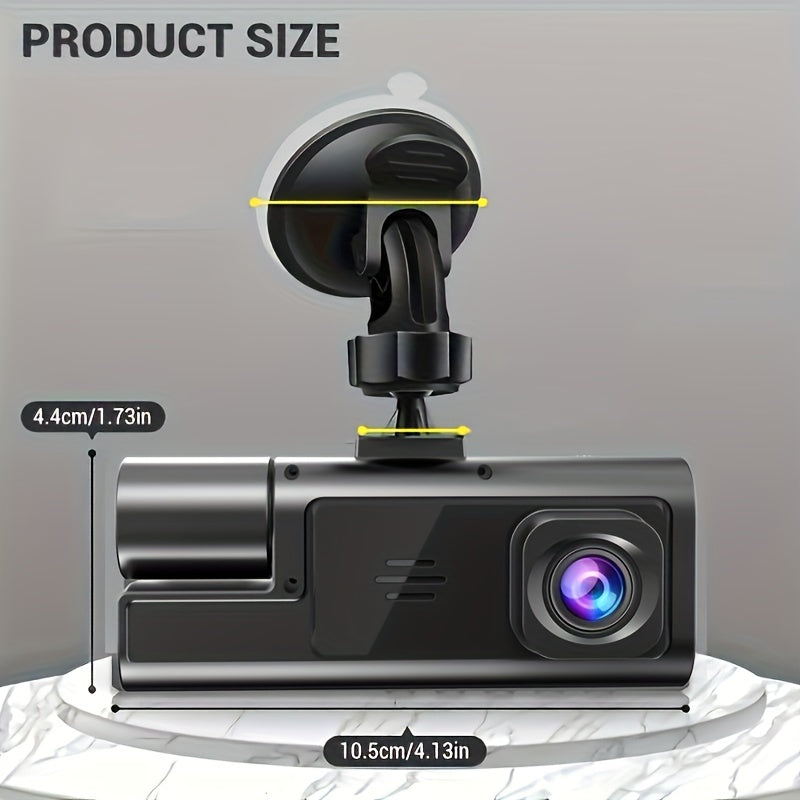 Front and Inside 1080P/720P Car DVR with 170° Wide Angle, Night Vision, Small Dash Camera for Cars, 24h Parking Monitor, Loop Recording, G-Sensor.