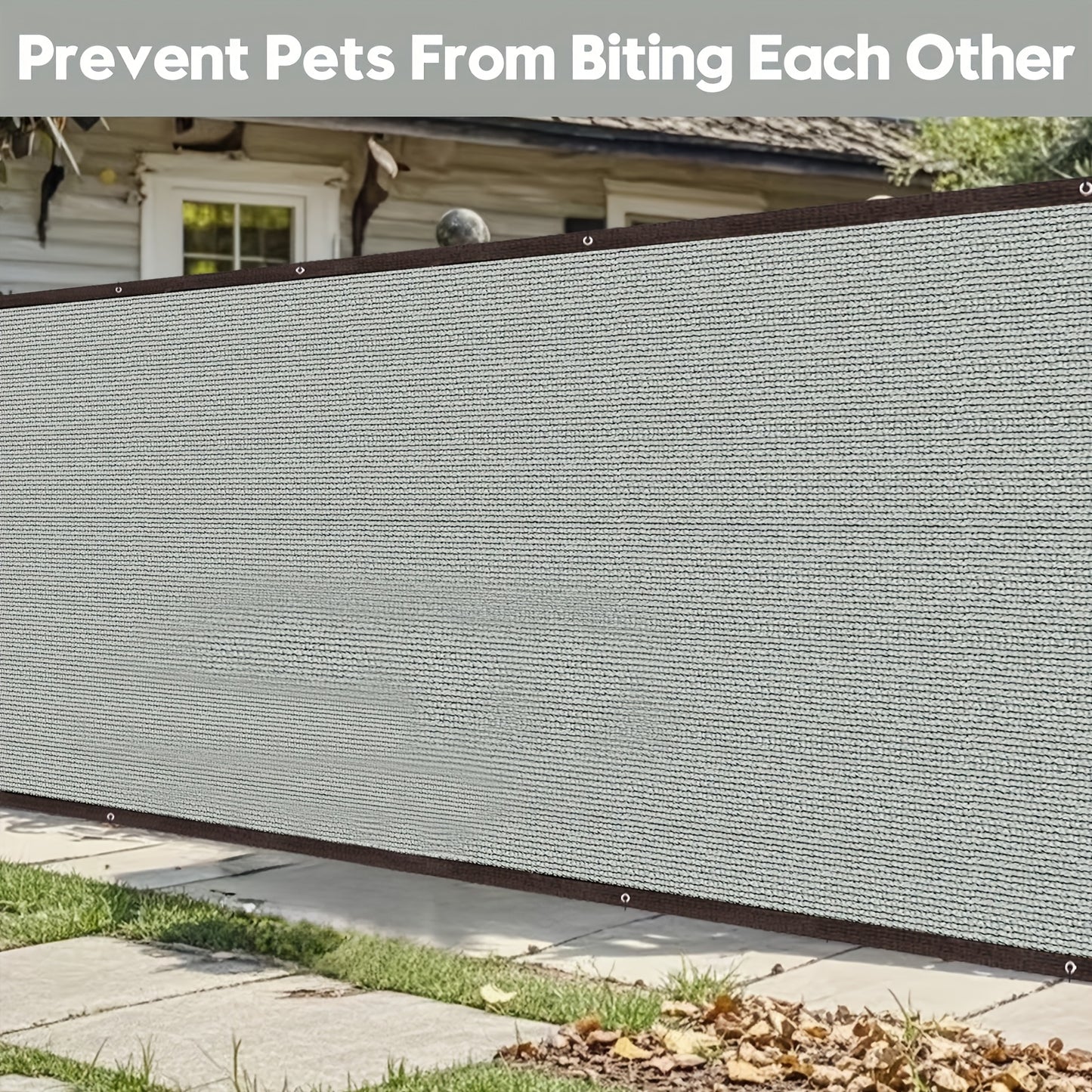 Outdoor privacy screen for fence, balcony and yard, with zip ties. Gray color, 6'x15' dimensions, 150GSM.