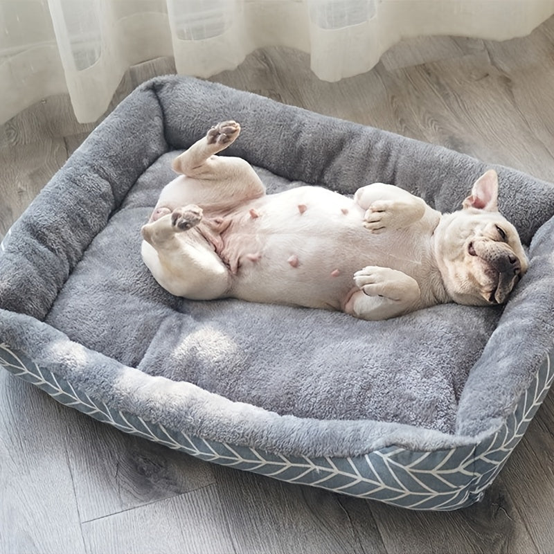 Stylish and durable pet bed for small dogs and cats with cozy pillow-style design and non-slip waterproof base. Made with polyester argyle pattern and polypropylene fiber filling for extra