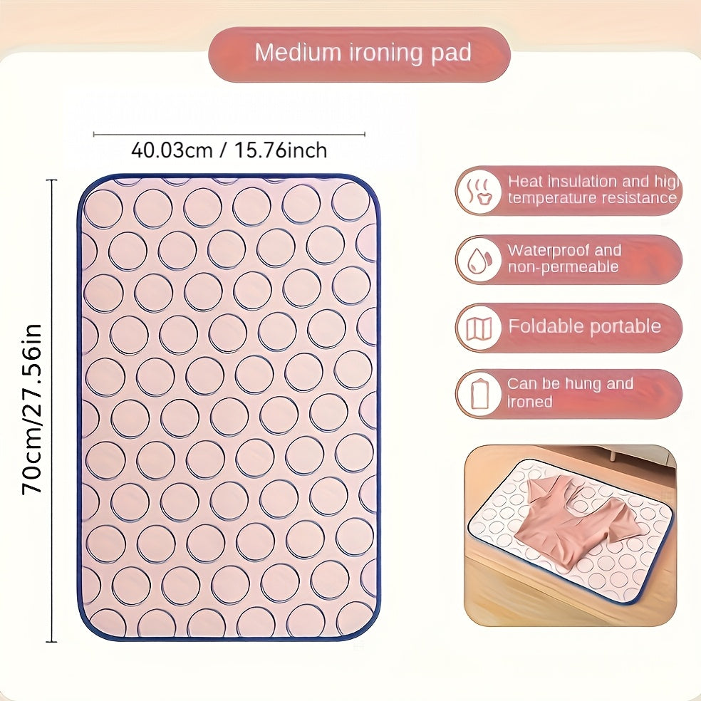 Portable Ironing Mat with Heat Insulation - Water-resistant, Anti-Slip, Odourless, Perfect for On-the-Go, Compact Storage Design, Pink and Blue Geometric Design