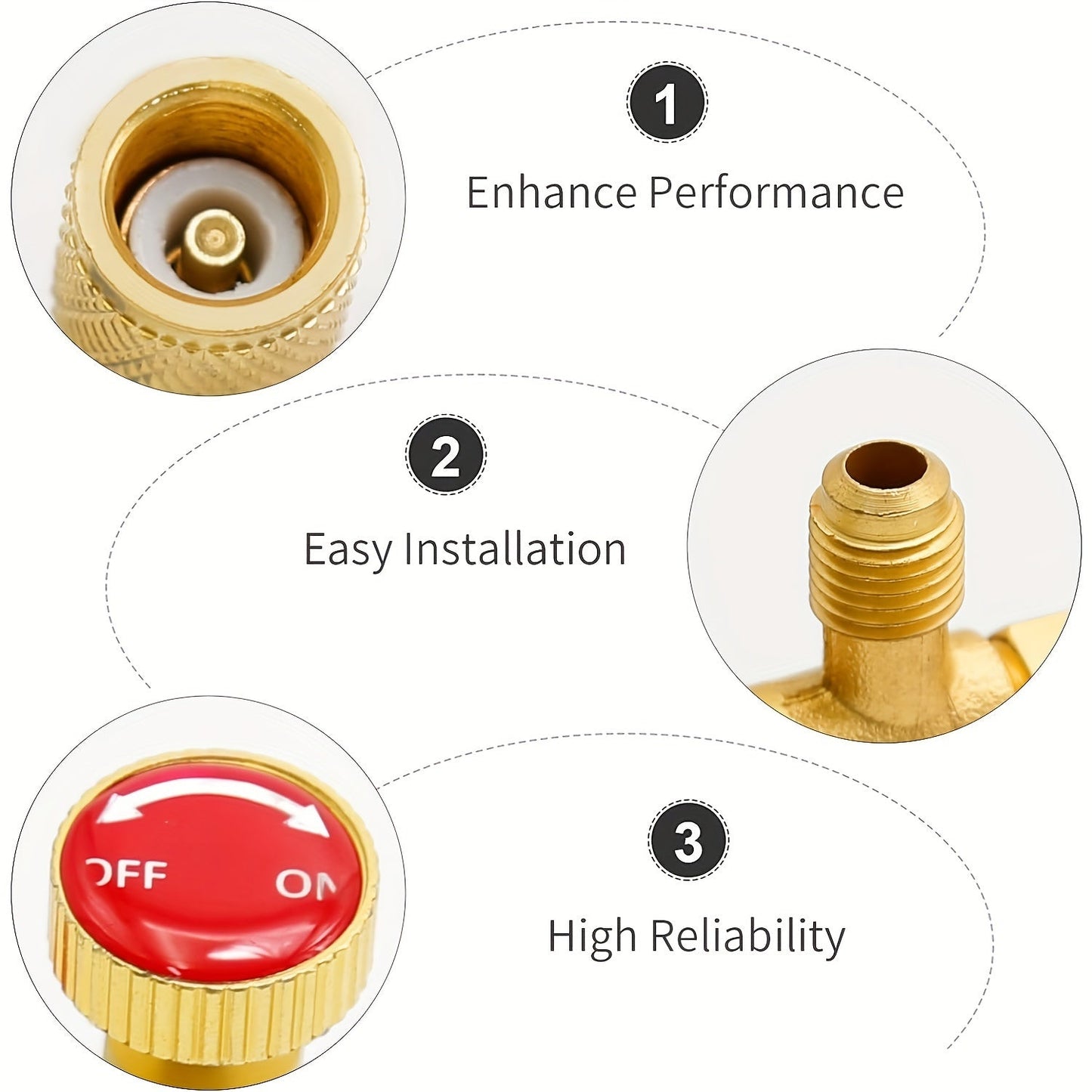 Top-of-the-line Brass R410A & R22 Refrigerant Safety Valve with Adapters - Requires No Power, Perfect for HVAC Systems & Air Purifiers, Equipped with Charging Valve, Made of Copper and Fluorine