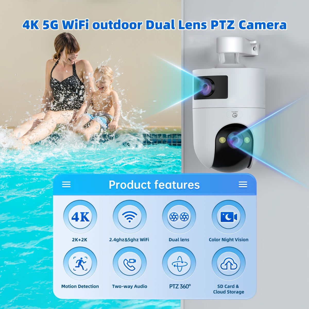 SmartGuard introduces the 1pc 1080p HD Dual Band WiFi Security Camera, perfect for indoor wall hanging. This camera features night vision, app control, and is compatible with smartphones and Apple HomeKit. Not waterproof, it operates on both 2.4GHz and