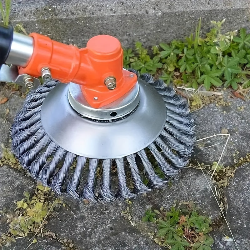 5 Steel Wire Wheel Trimmer Cutter Heads for Lawn Mowers, Weed Brush, and Rust Removal - Ideal for Gardens, Parks, and Roadsides.