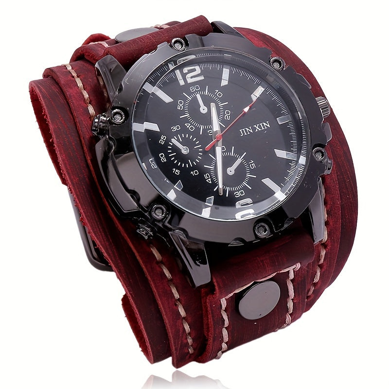 Retro style casual watch for men with a punk vintage design.