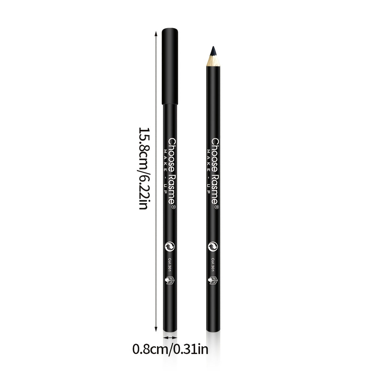 12pc black eyeliner pencil set with long-lasting, smudge-proof formula, intense pigment, and waterproof finish.