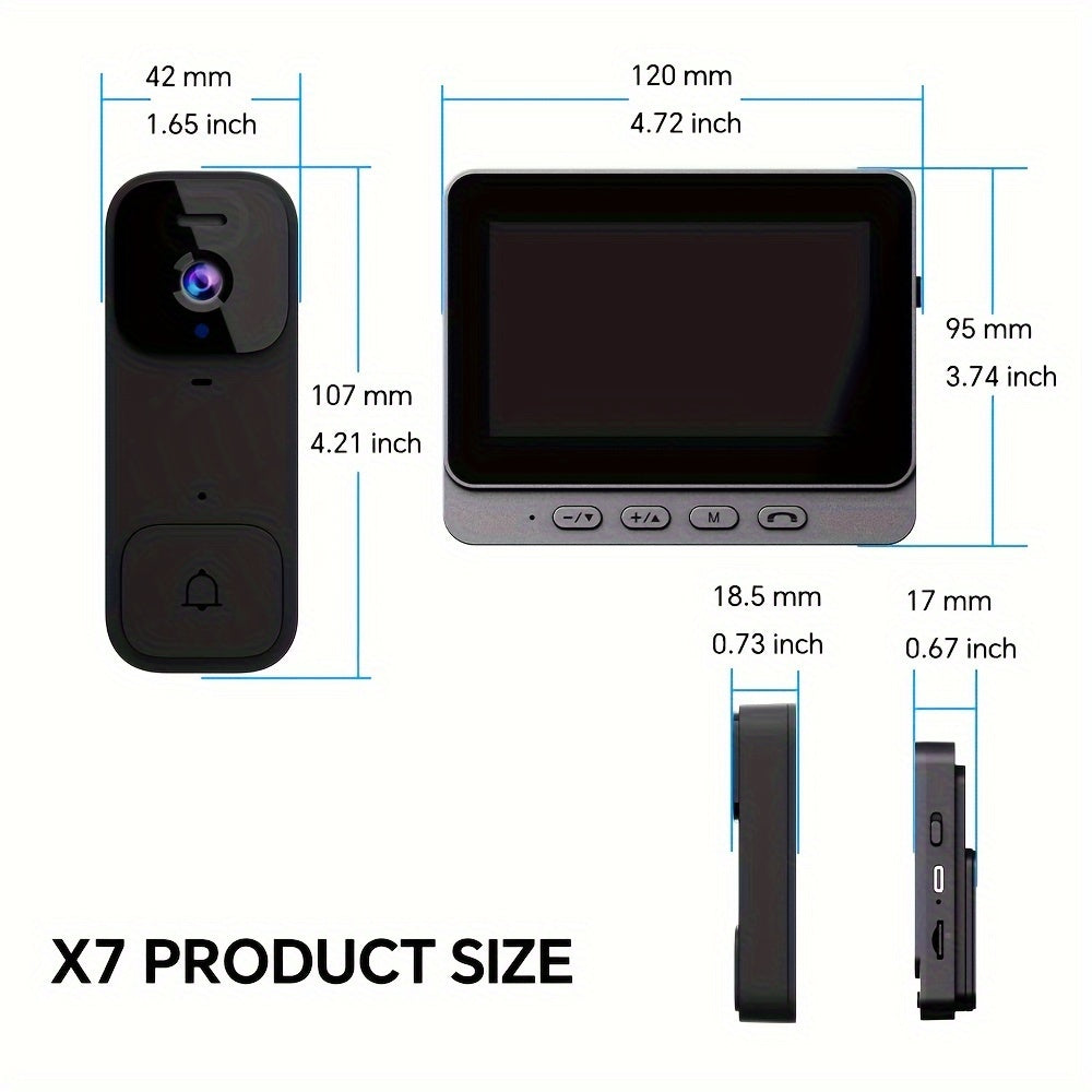 1 X7 video doorbell set with no WiFi or app required, supporting up to 128 GB memory card for local picture and video storage.