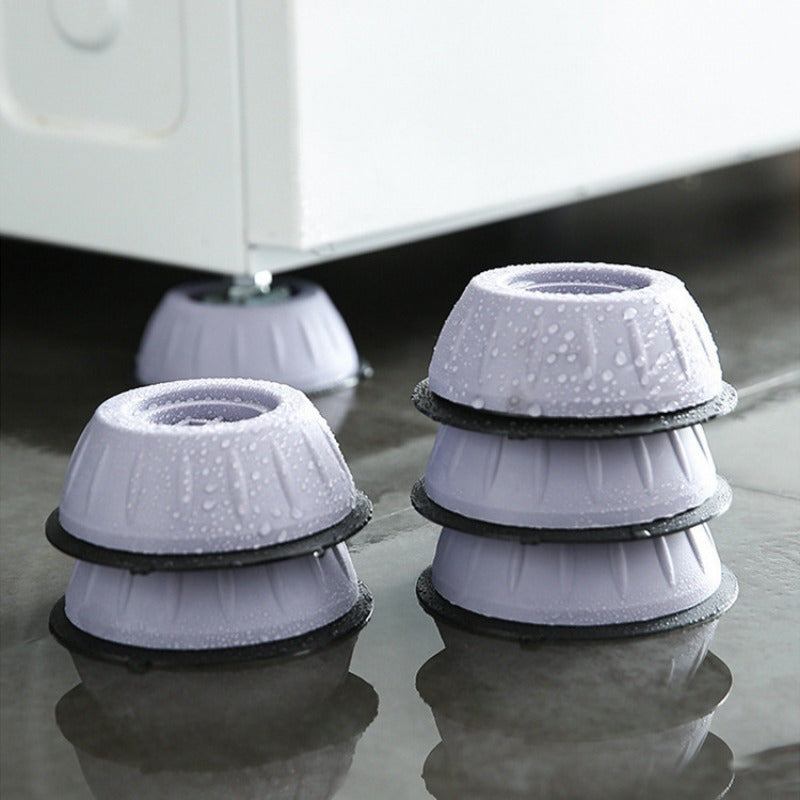 4-piece set of Universal Anti-Vibration Washing Machine Feet Pads, featuring a Non-Slip Rubber Base Stand designed for Refrigerators and Freezers. These pads offer Shock Absorption and Noise Reduction without the need for electricity.