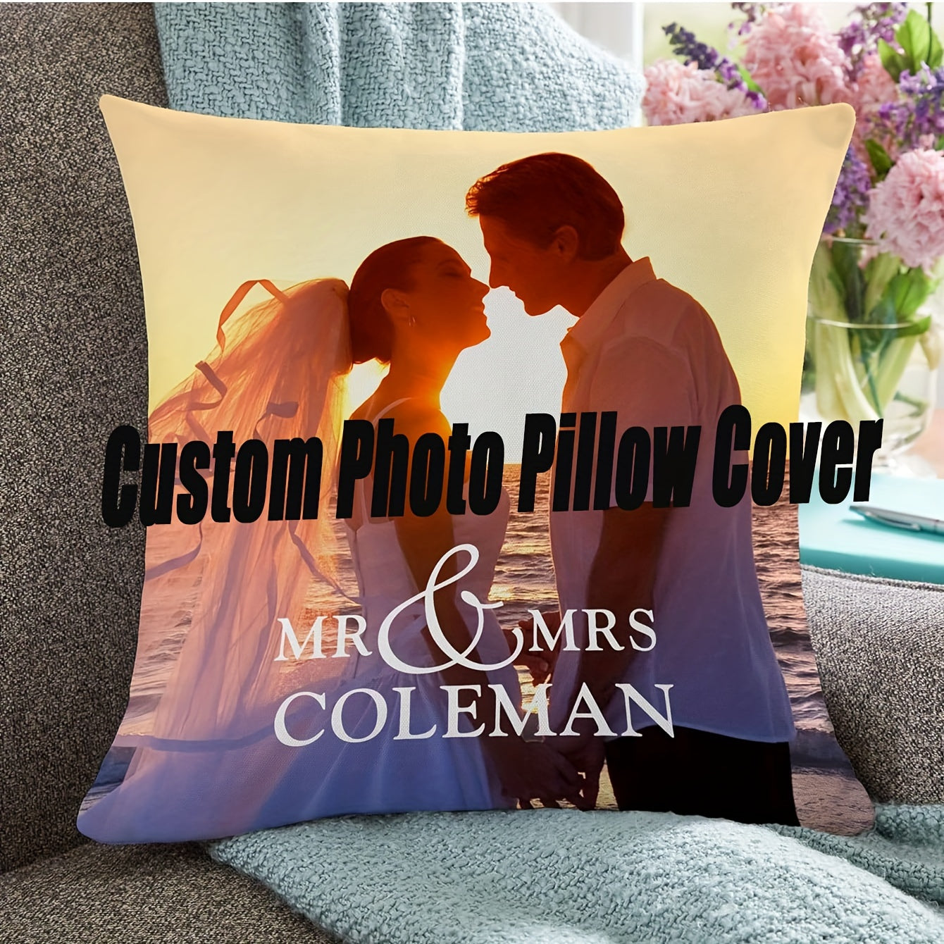 Get your hands on this custom photo pillowcase measuring 45.72x45.72cm made of soft polyester material. With a single-sided print, it is perfect for adding a personal touch to your home decor or as a thoughtful gift for Valentine's Day, Christmas, or