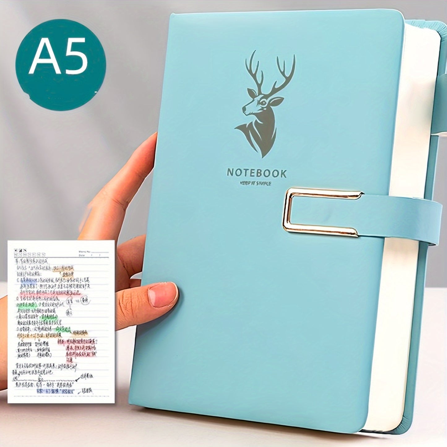 Customizable ultra-thin A5 notebook with soft cover, bookmark, and waterproof design for office, business, and student use.