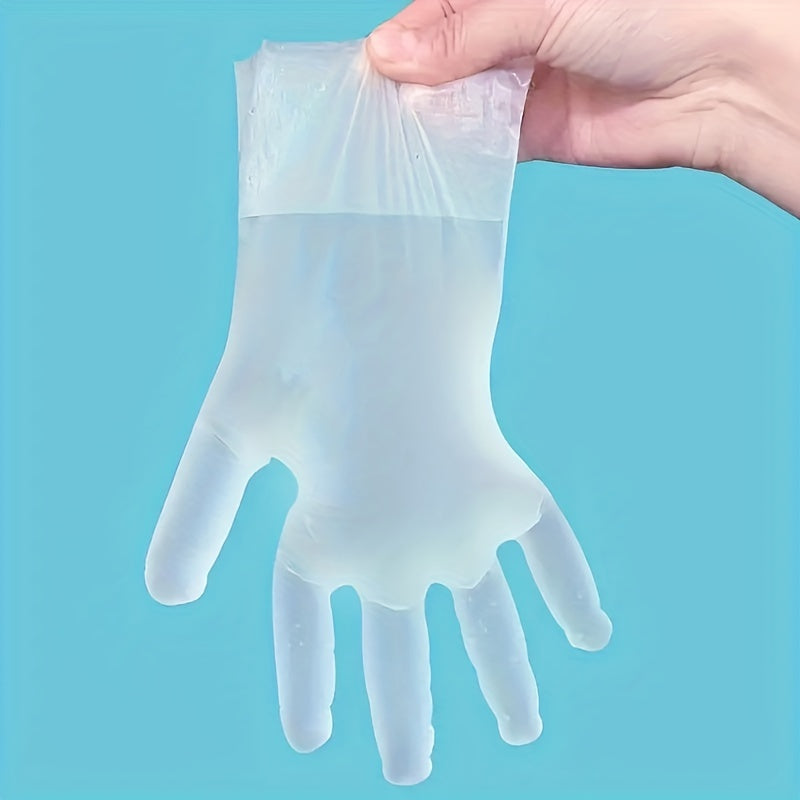 Disposable TPE gloves in packs of 100, 300, and 600, suitable for catering. Transparent and protective, made of food-grade material.