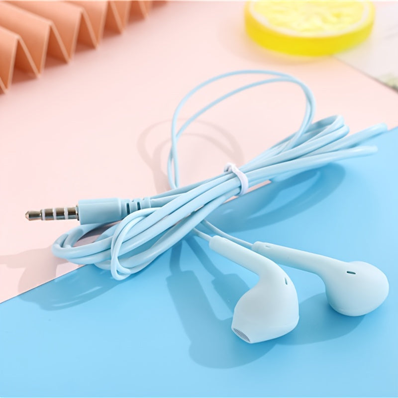 Anime-inspired wired earphones with microphone, 3.5mm jack, noise isolation, volume control, tangle-free cable, semi-open-back design, various color options, suitable for cellphones, great