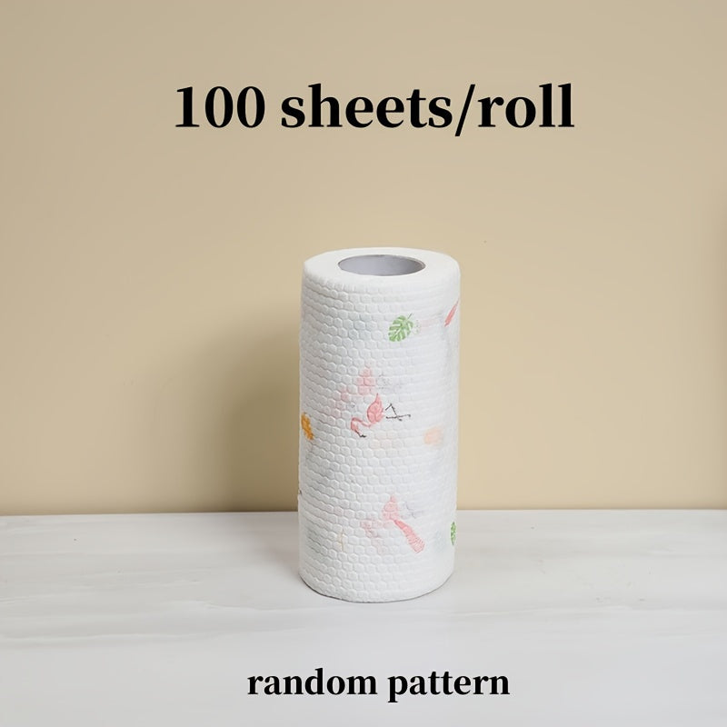 Randomly select one roll of 100/400 pieces Lazy Rag, a versatile disposable kitchen paper towel that can also be used as a washable and dry wipe rag, oil-proof non-stick rag, oil removal rag, household cleaning cloth, absorbent cloth, cleaning supplies