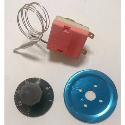 Temperature controller knob can be adjusted, equipped with a capillary thermostat switch and a range of 50-300°C. Made from safe materials that are suitable for non-food contact. Ideal for use in deep fryers, ovens, and water heaters.