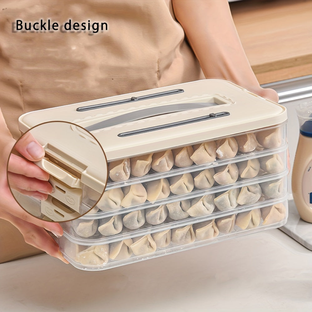 One-piece dumpling, pastry, and storage box made of plastic. Suitable for refrigerator storage, fresh preservation, small items, office supplies, and is portable and handheld.