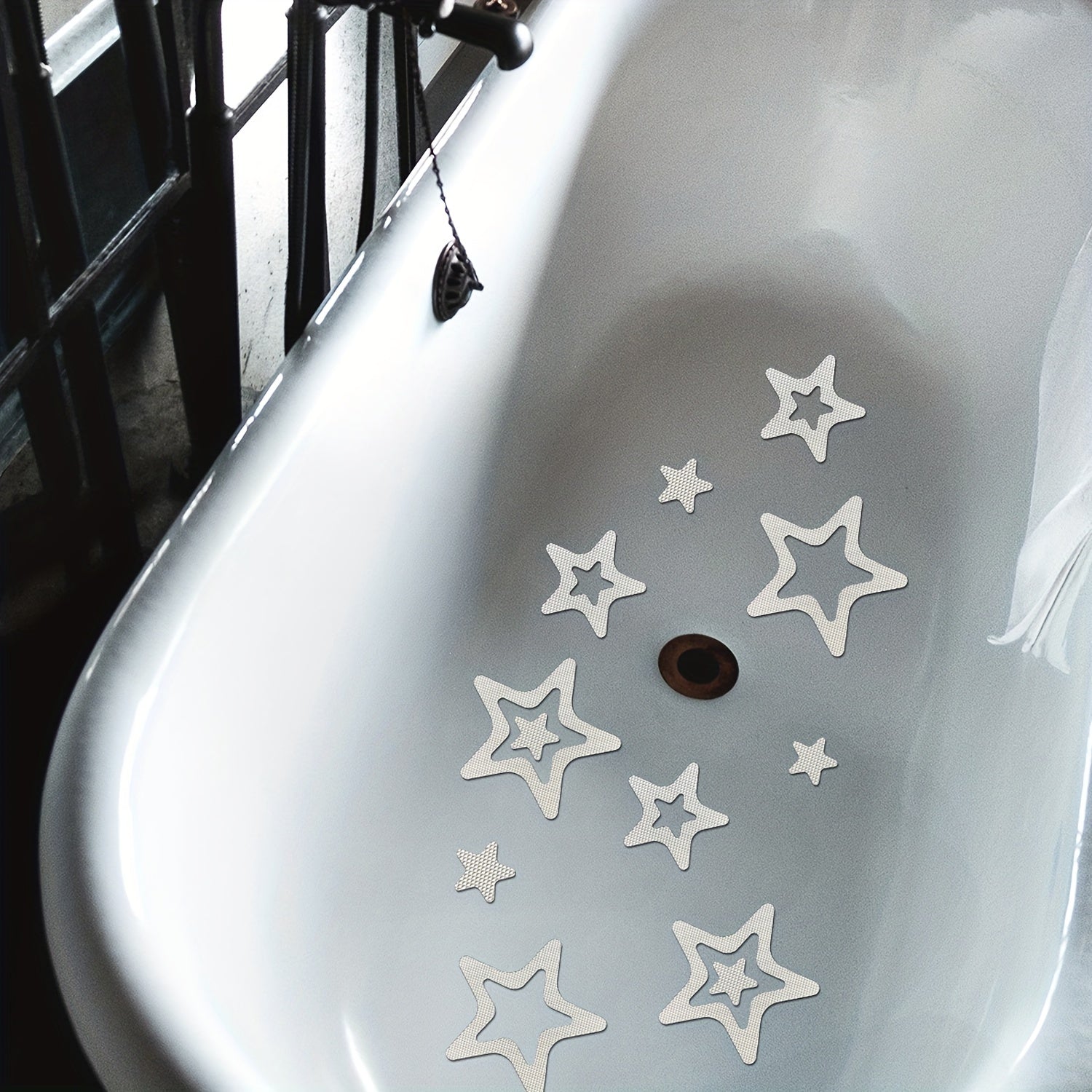 Set of 10 Star Shaped Non-slip Stickers for Bathroom, Shower and Bathtub - Waterproof and Anti-slip Adhesive Decals for Safety