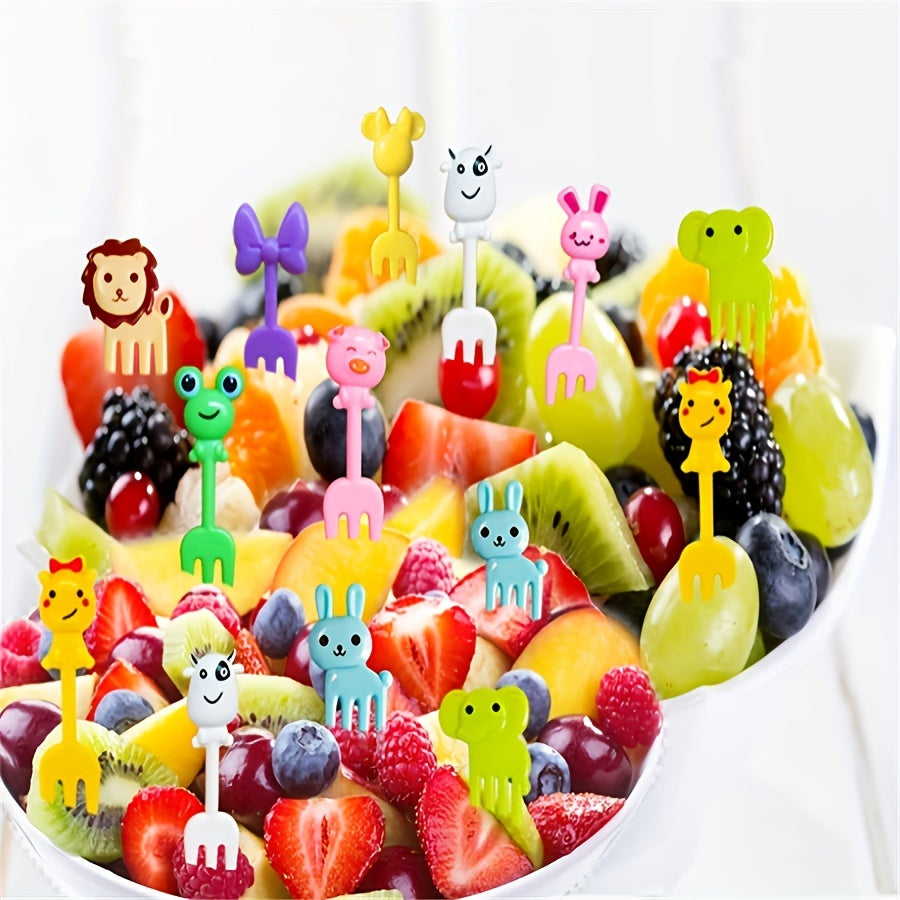 30-pc set of animal-themed fruit and dessert forks - durable plastic for parties, picnics, camping, and home