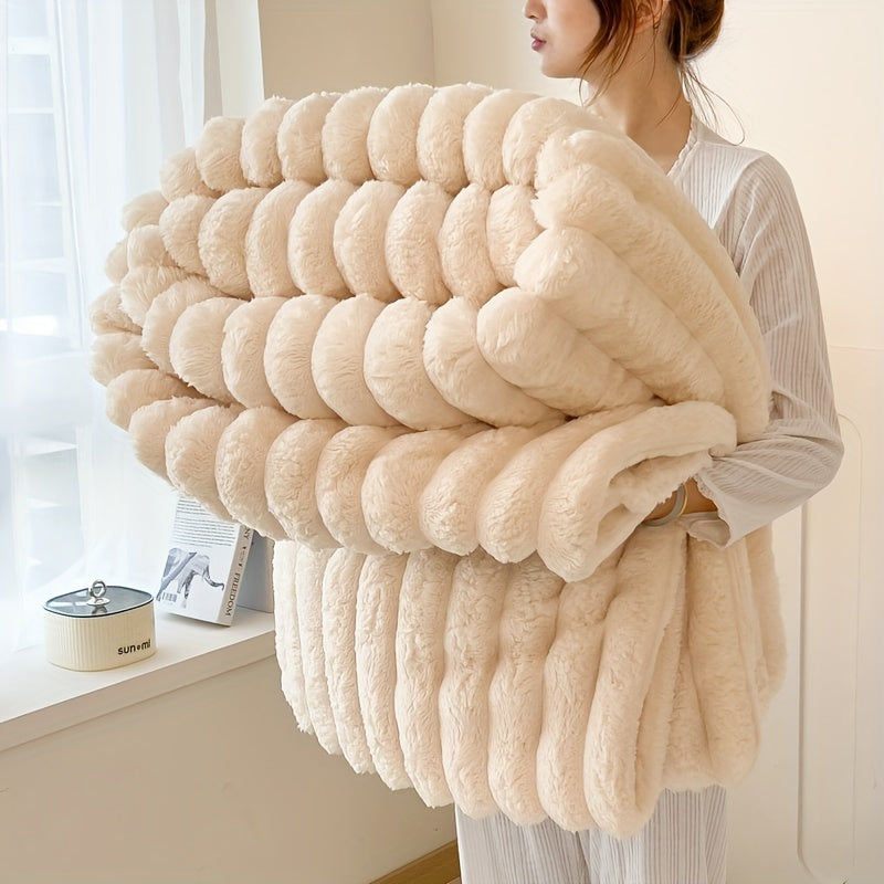 Luxurious Faux Rabbit Fur Throw Blanket - Cozy and Soft for Couch, Bed, Office, and Travel - Perfect All-Season Gift for Christmas!