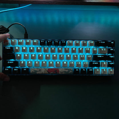 68-key Mechanical Gaming Keyboard with Sea Blue LED Backlight, Hot-Swappable Blue Switches, and Detachable Cable - Ideal for Windows/Mac users. Great for gifting on special occasions.