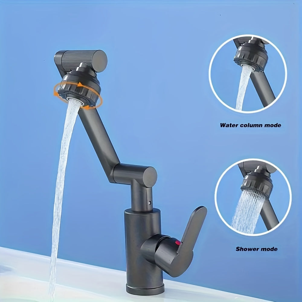 Luxury RV bathroom faucet set with durable ABS construction, mixer for hot & cold water, deck mount, silver finish, easy installation, and water-saving design.