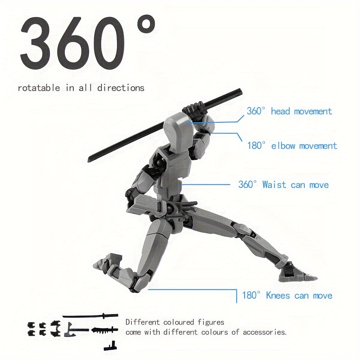 Articulated robot action figure toy with colorful design and durable material. Perfect gift for creative play.