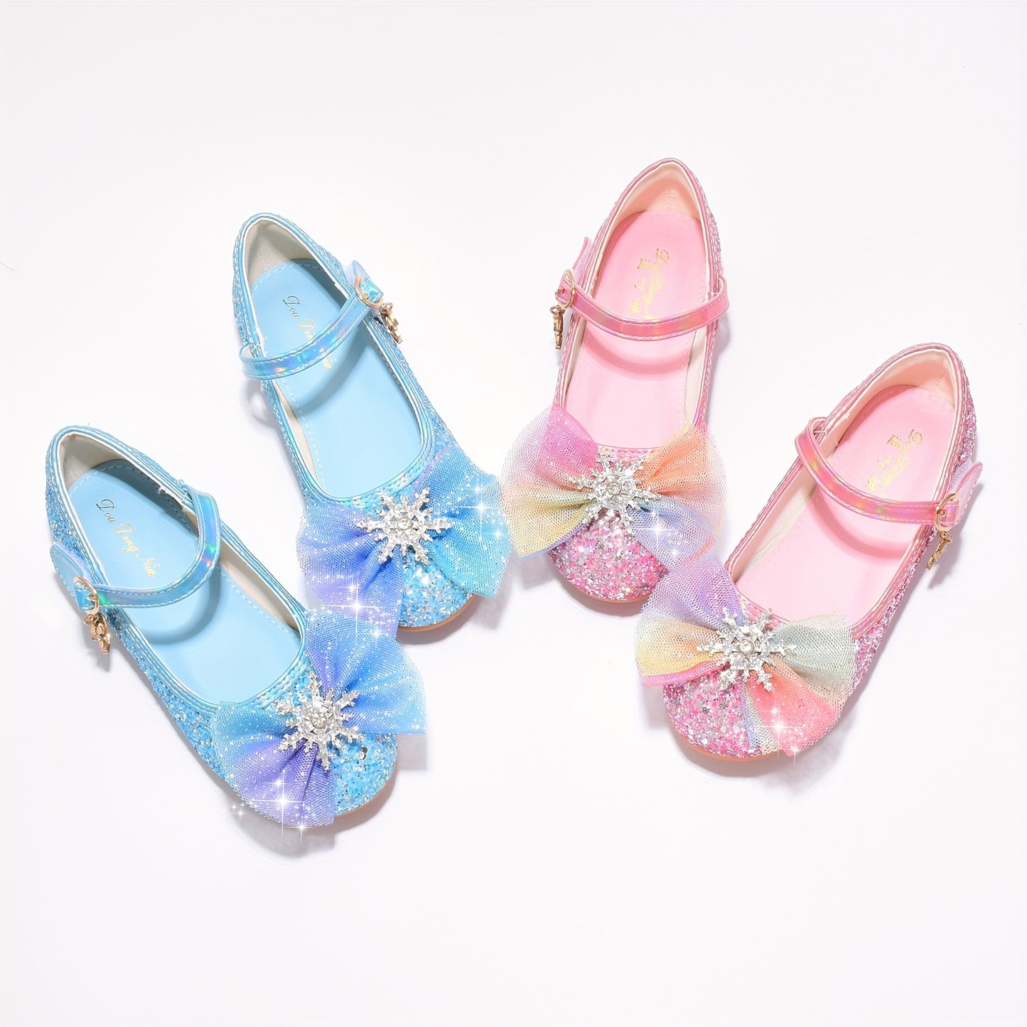 New blue crystal shoes for girls, perfect for little princesses with soft soles.