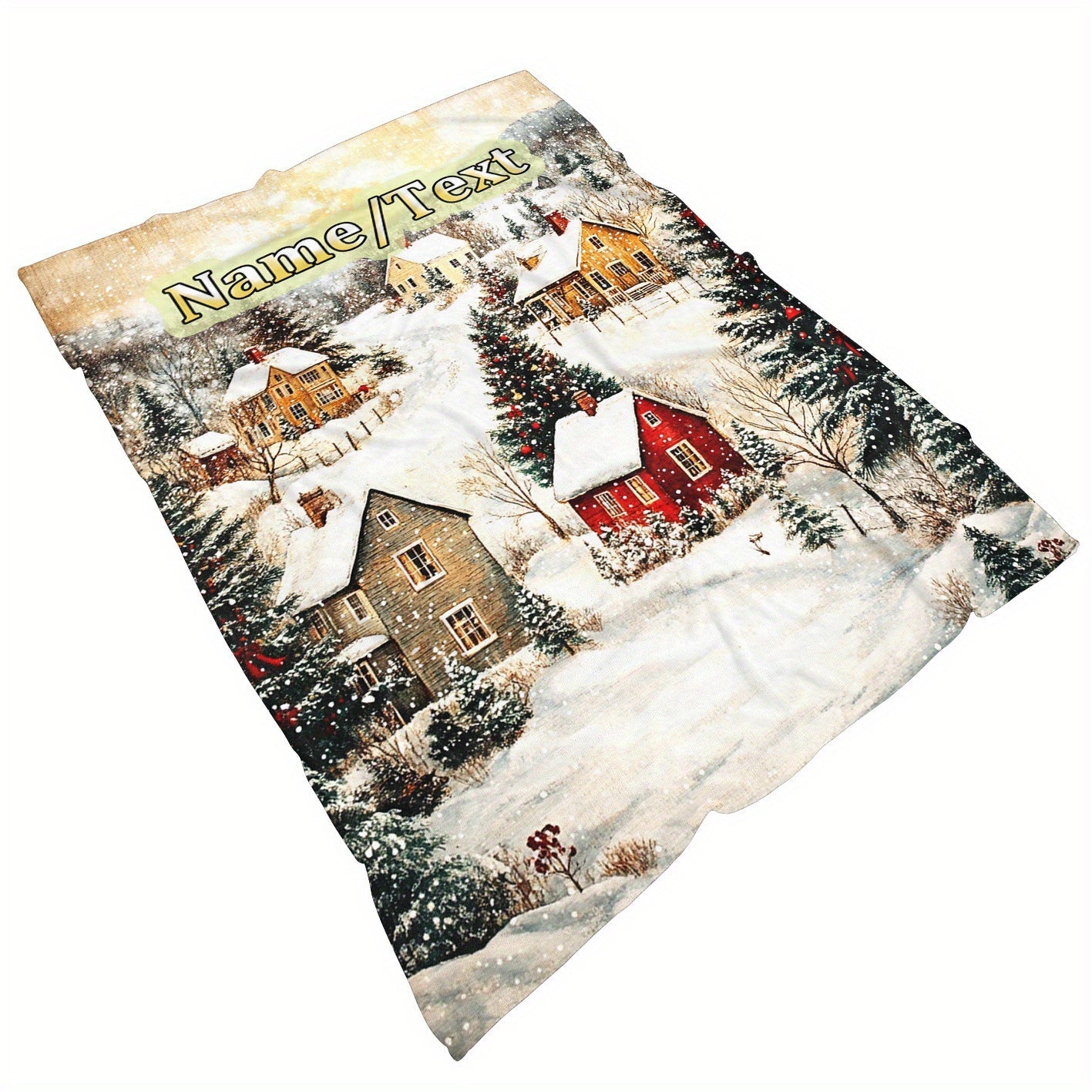 Stay warm and cozy with our customizable winter scene fleece blanket! Made from soft and warm polyester fabric, this blanket is perfect for snuggling up on the sofa, bed, or even bringing along on your travels. It is great for any room in your home or