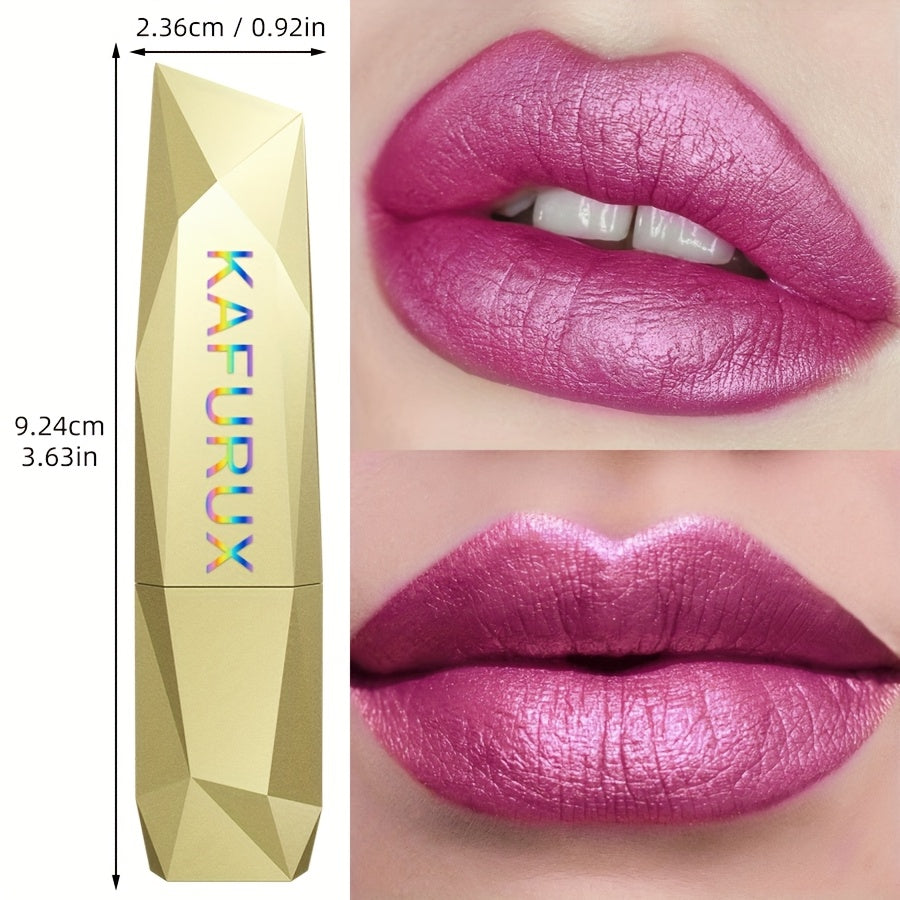 Long-lasting waterproof lipstick with pearlescent, non-sticky formula and colorful sparkles, perfect for beginners.