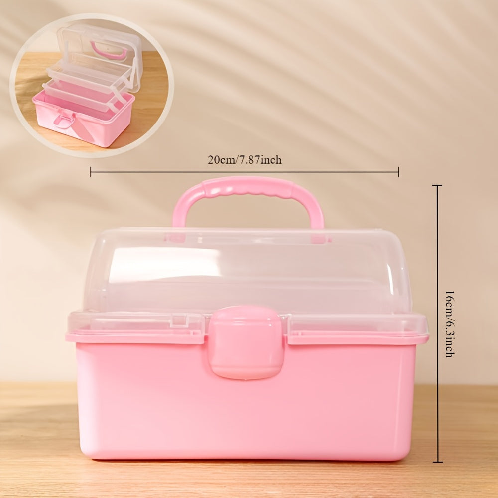 1pc compact 3-Layer Folding Storage Box for household or student use.