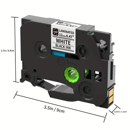 EazeID 4pcs Laminated Label Tape, 1.19cm x 7.99m - Compatible with Brother P Touch & EazeID Label Makers - Easy Peel, Clear Text for Home & Office Organization.