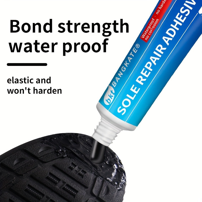 High-quality shoe sole repair adhesive, waterproof and wrinkle-resistant. Comes with rubber-compatible application tool.