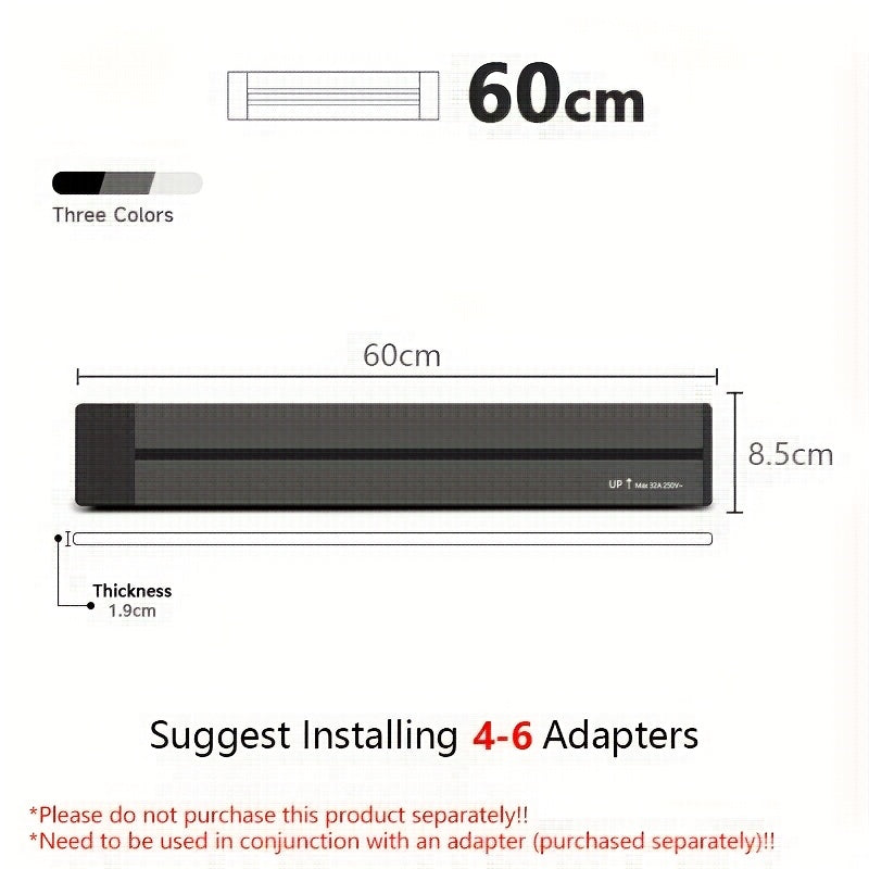 Rotating rail power socket with EU European standard and USB Type C module for wall surface mount. Modern design with 220-240V output and no battery required. Retrofittable for 86 type