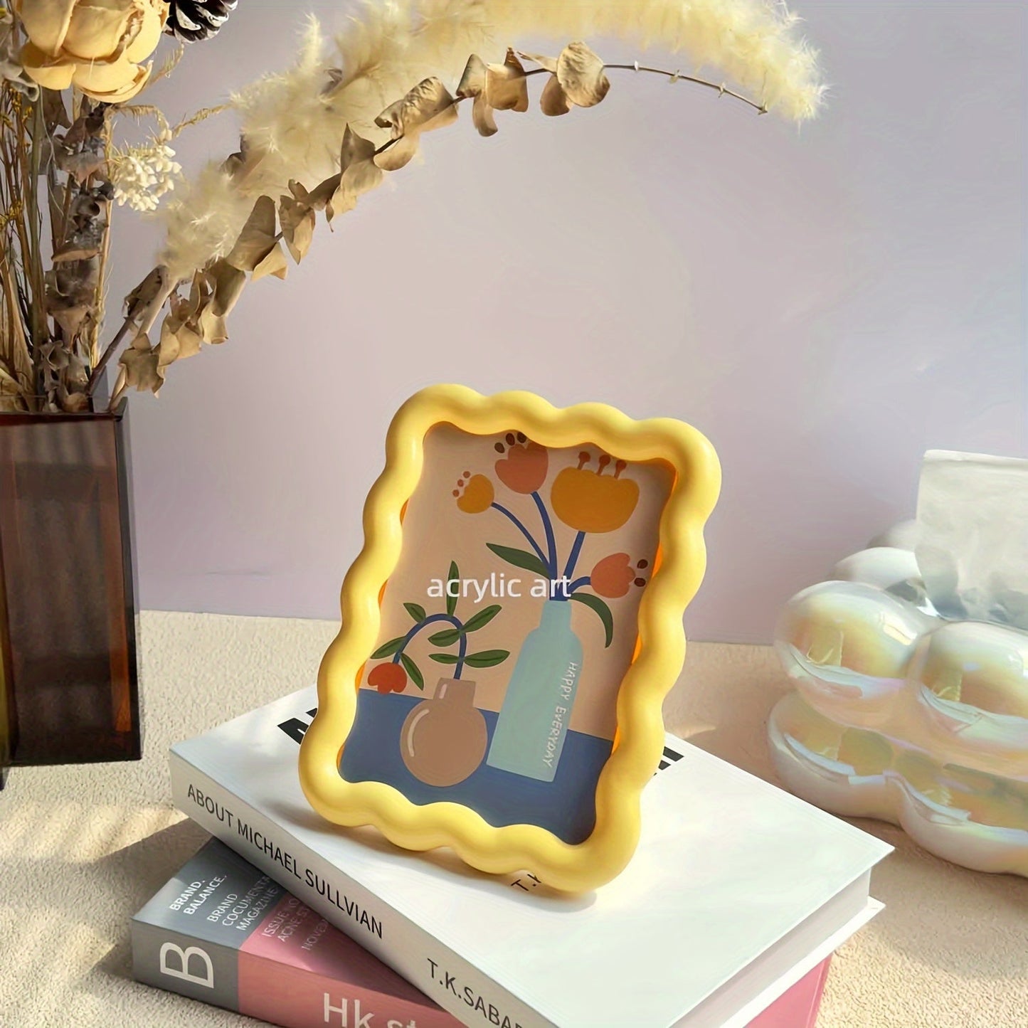 Adorable Milk Yellow Photo Frame for Desktop or Wall, Ideal for Small Paintings and Creative Home Decoration