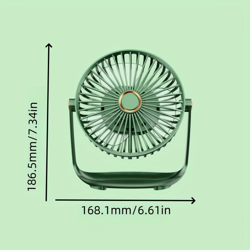 Introducing the JKUOO 2025 Upgraded Mini Portable Table Fan. This fan features 5 adjustable speeds and a convenient night light that can be adjusted to your liking. The durable motor ensures quiet operation while the USB rechargeable 1200mAh lithium