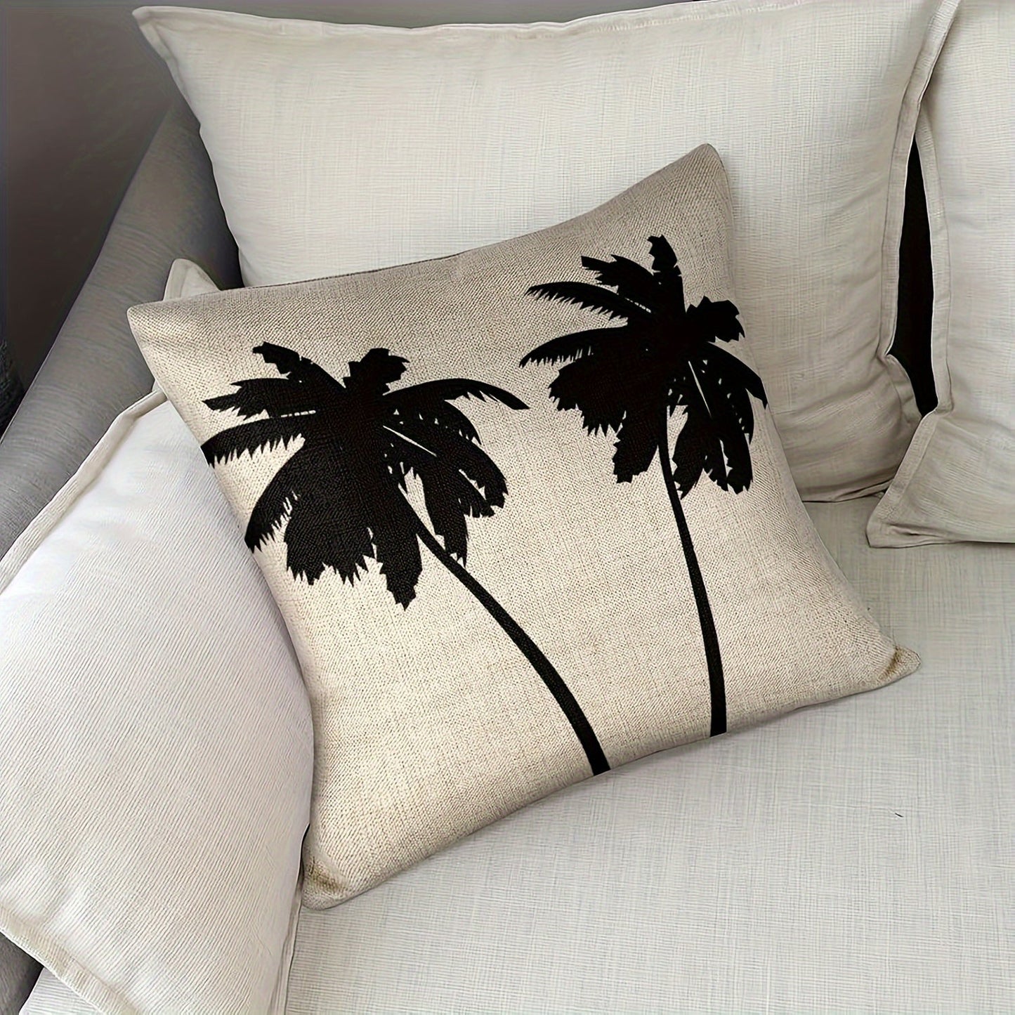 1 piece of Linen Palm Pillowcase designed for Modern Sofa or Living Room Sofa Bedroom. Printed on one side without Pillow Core included.