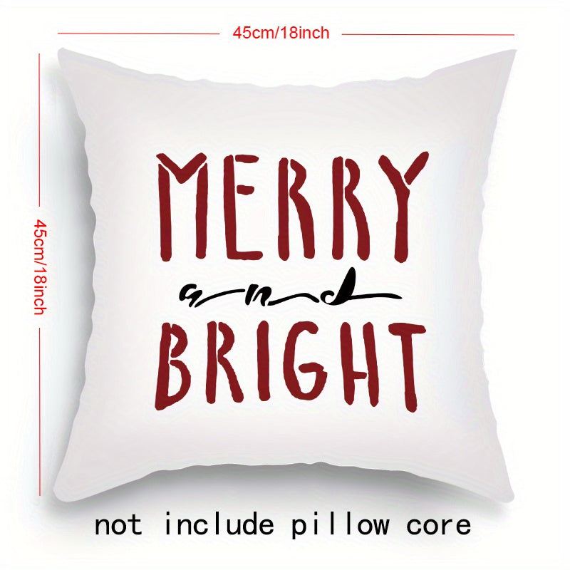 Set of 4 Christmas-themed pillowcases with various designs, 45.72cm X 45.72cm.