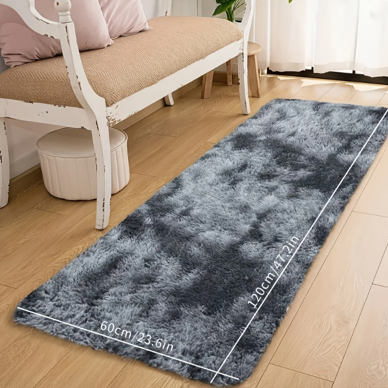 Cozy Shaggy Tie-Dye Rug for Bedroom & Living Room - Non-Slip, Hand-Washable Floor Mat made of Soft Polyester, Ideal for Home Decor